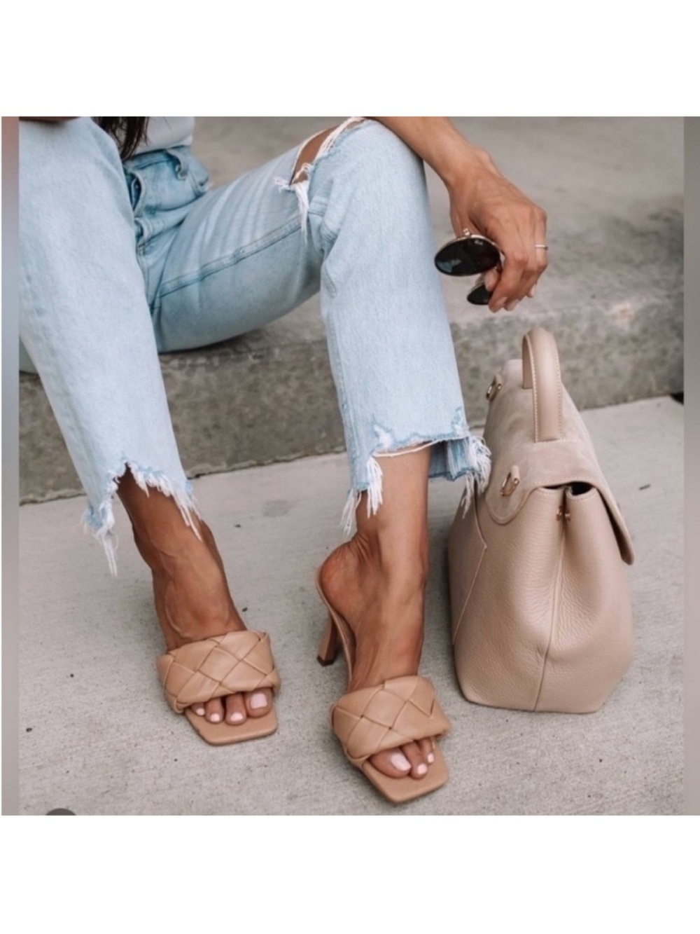 Vince Camuto Brelanie Woven Square-Toe Heeled Mules in Nude